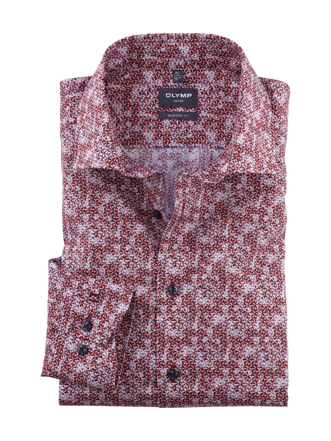 New Olymp red graphic print long sleeve shirt