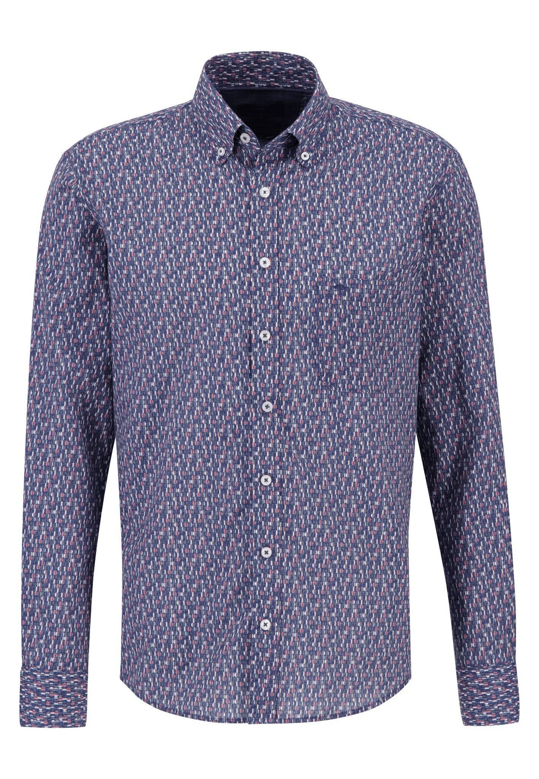 New Fynch Hatton Blue and Pink Pattern Long Sleeve Shirt