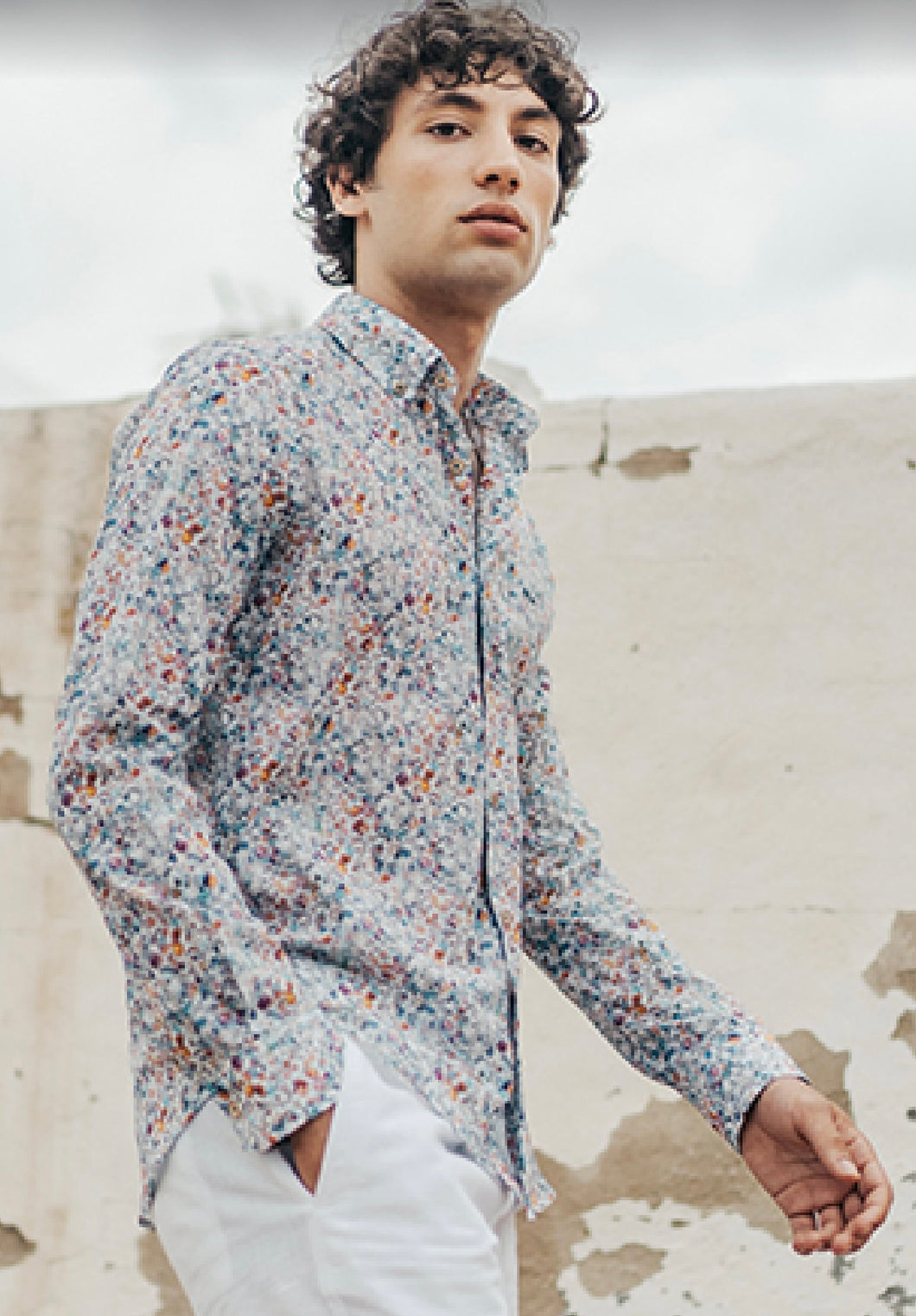 New Dario Beltran Flower Print Long Sleeve Shirt