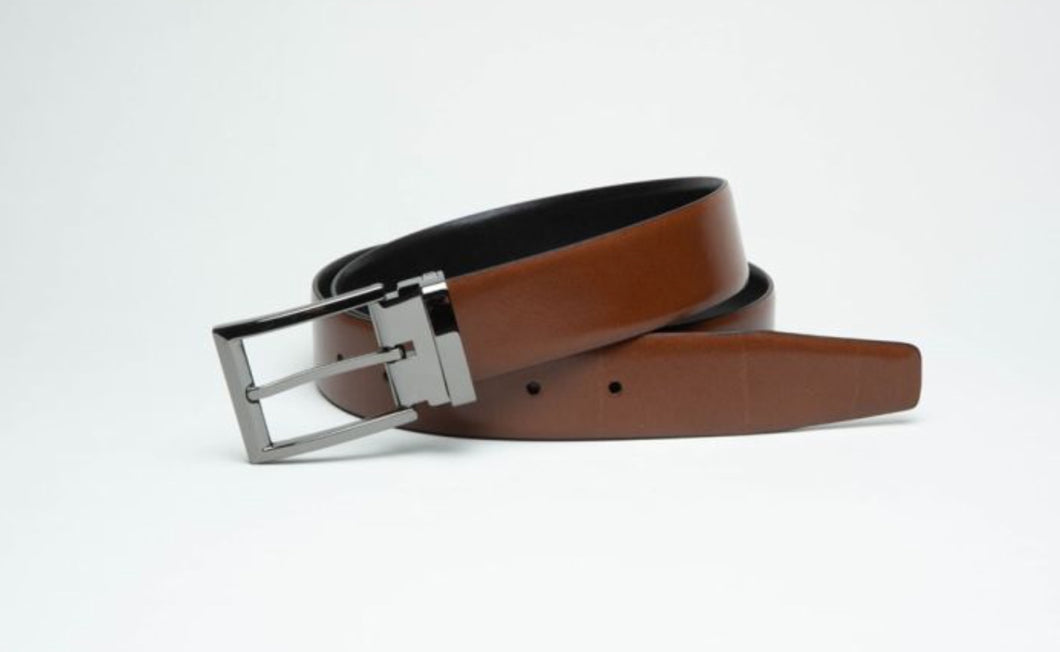 Ibex Leather Black & Tan Reversible Belt