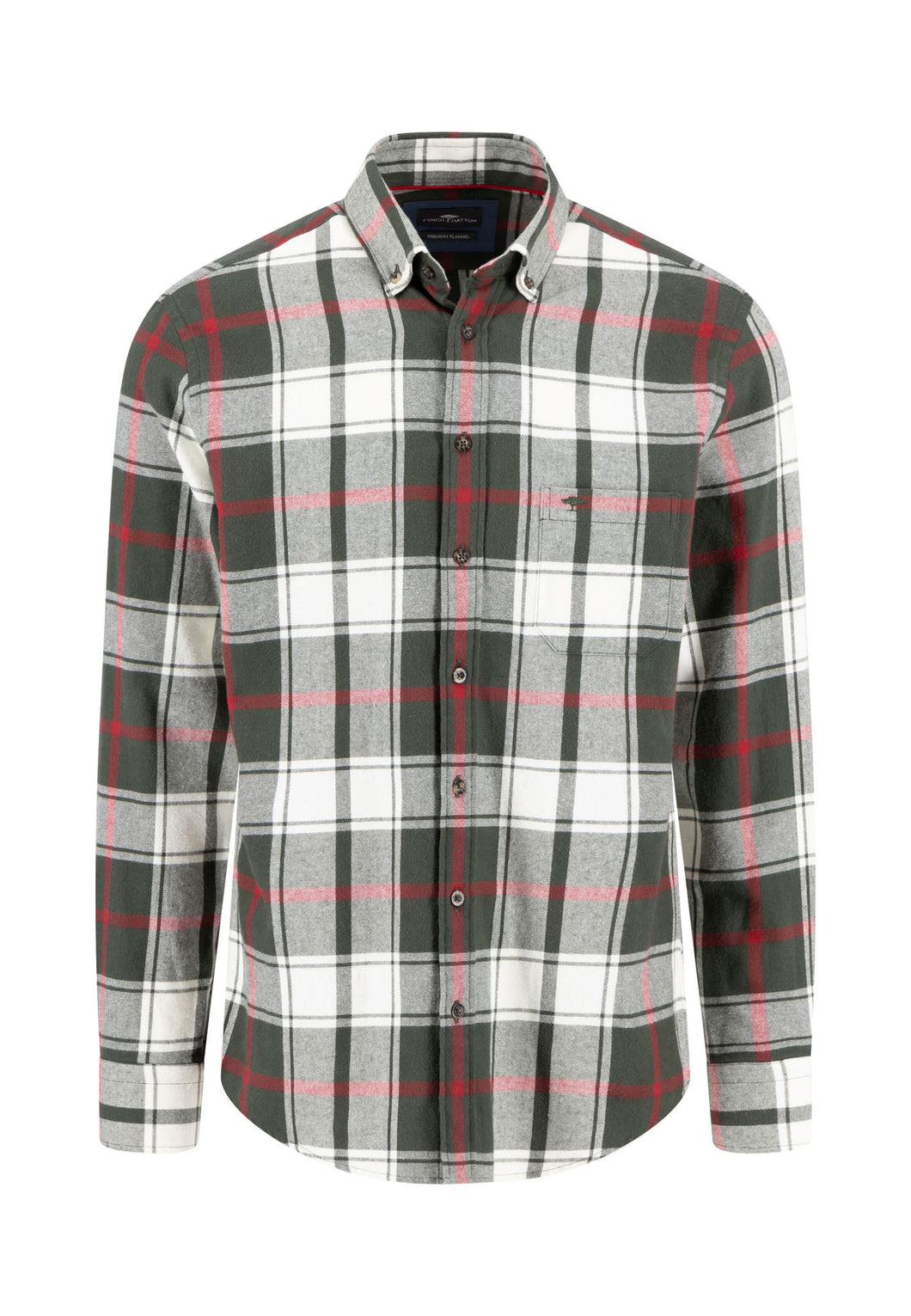 New Season Fynch Hatton Flannel Green Check Long Sleeve Shirt