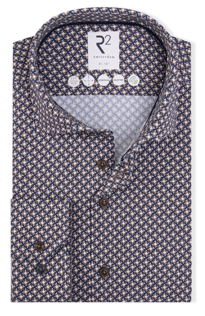 New R2 Amsterdam Small Print Pattern Shirt