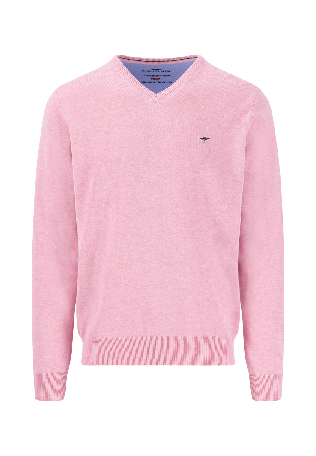 New Fynch Hatton Cotton Pink V Neck Knitwear