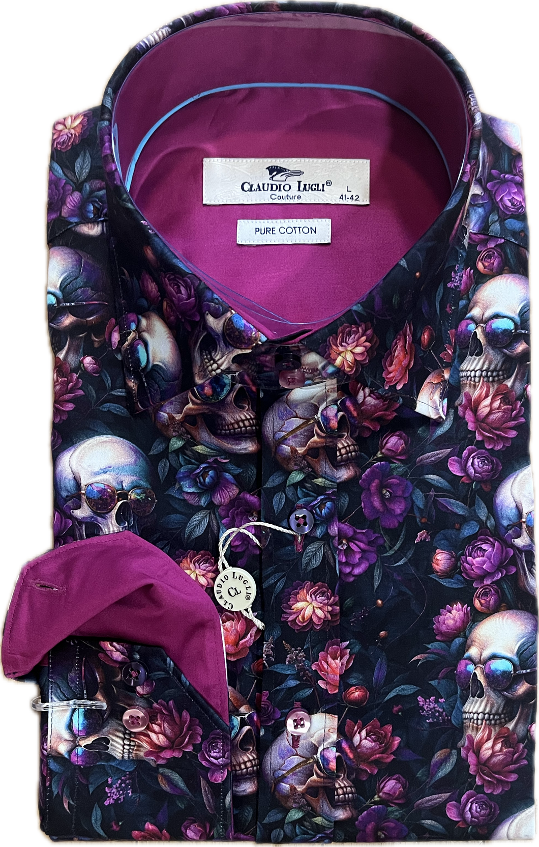 New Claudio Lugli Flower & Skull Shirt