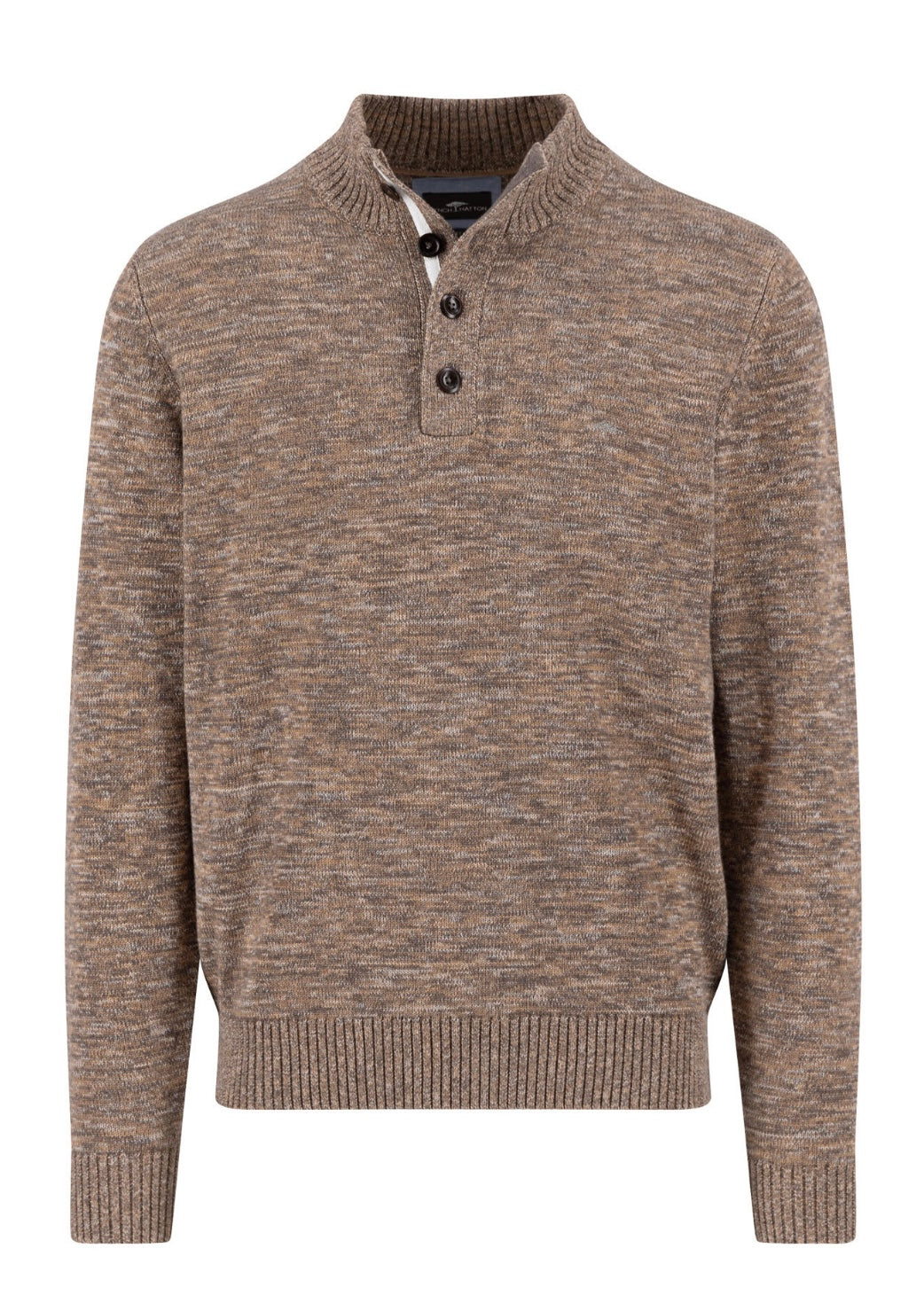 New Fynch Hatton Brown Button Neck Knitwear