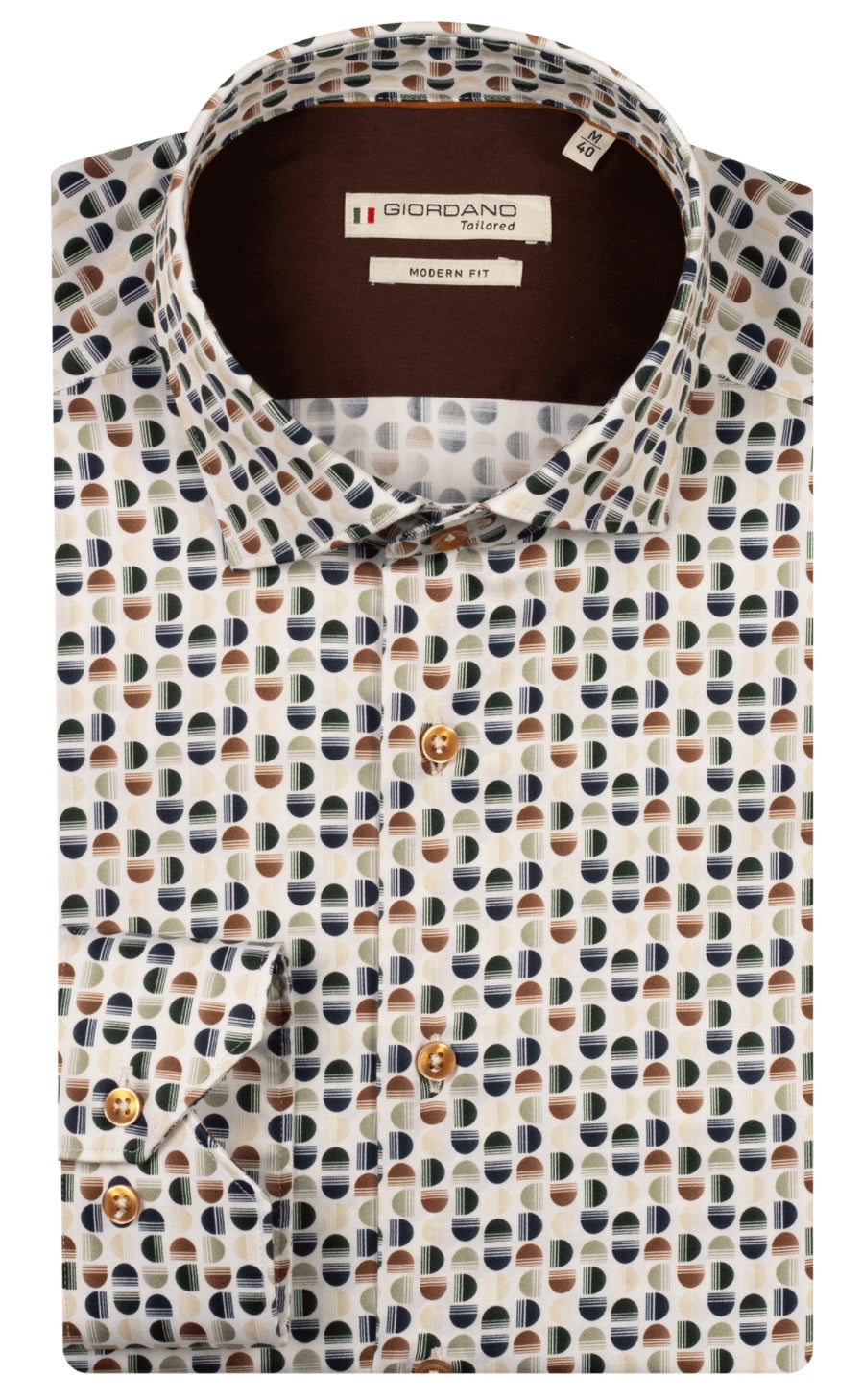 New Giordano long sleeve green print shirt