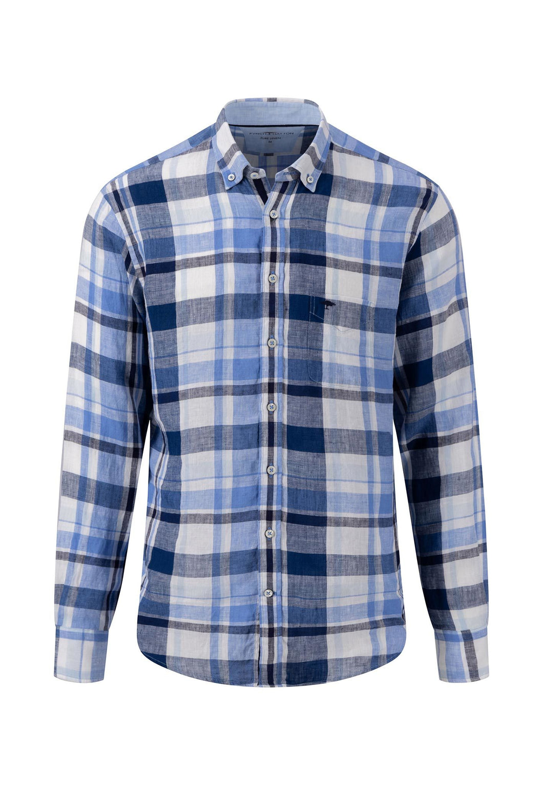 New Fynch Hatton Big Check Linen Long Sleeve Shirt