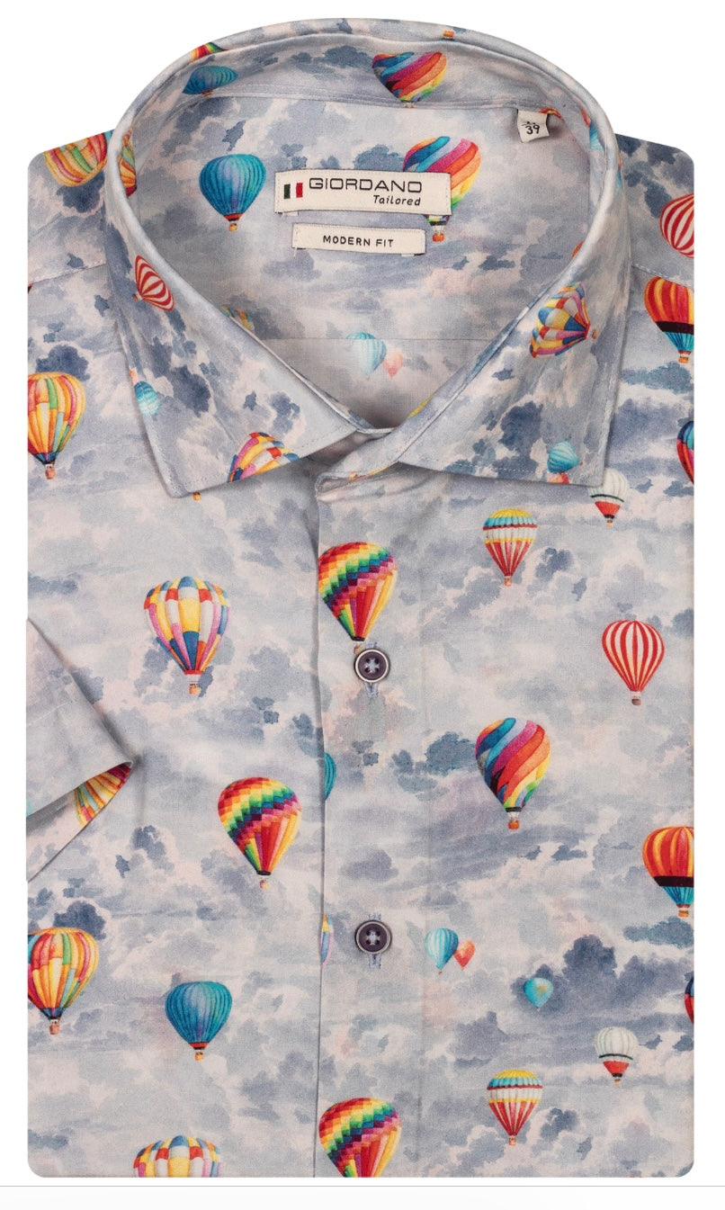 New Giordano short sleeve hotair balloon print shirt