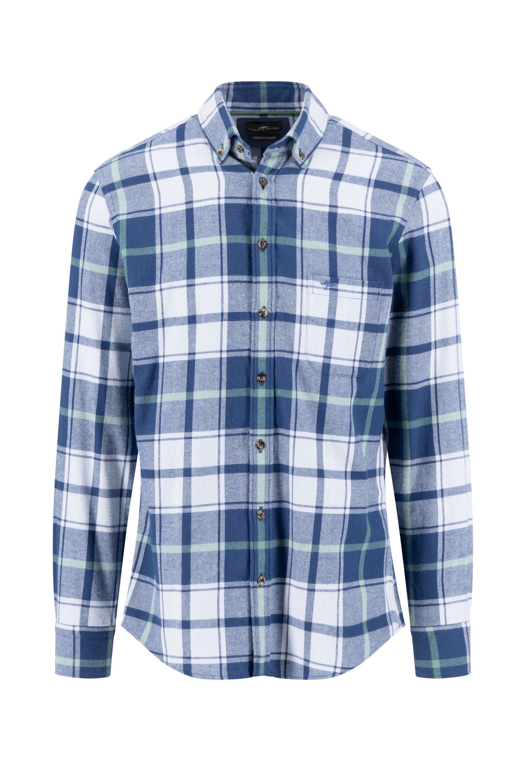 New Season Fynch Hatton Flannel Blue Check Long Sleeve Shirt