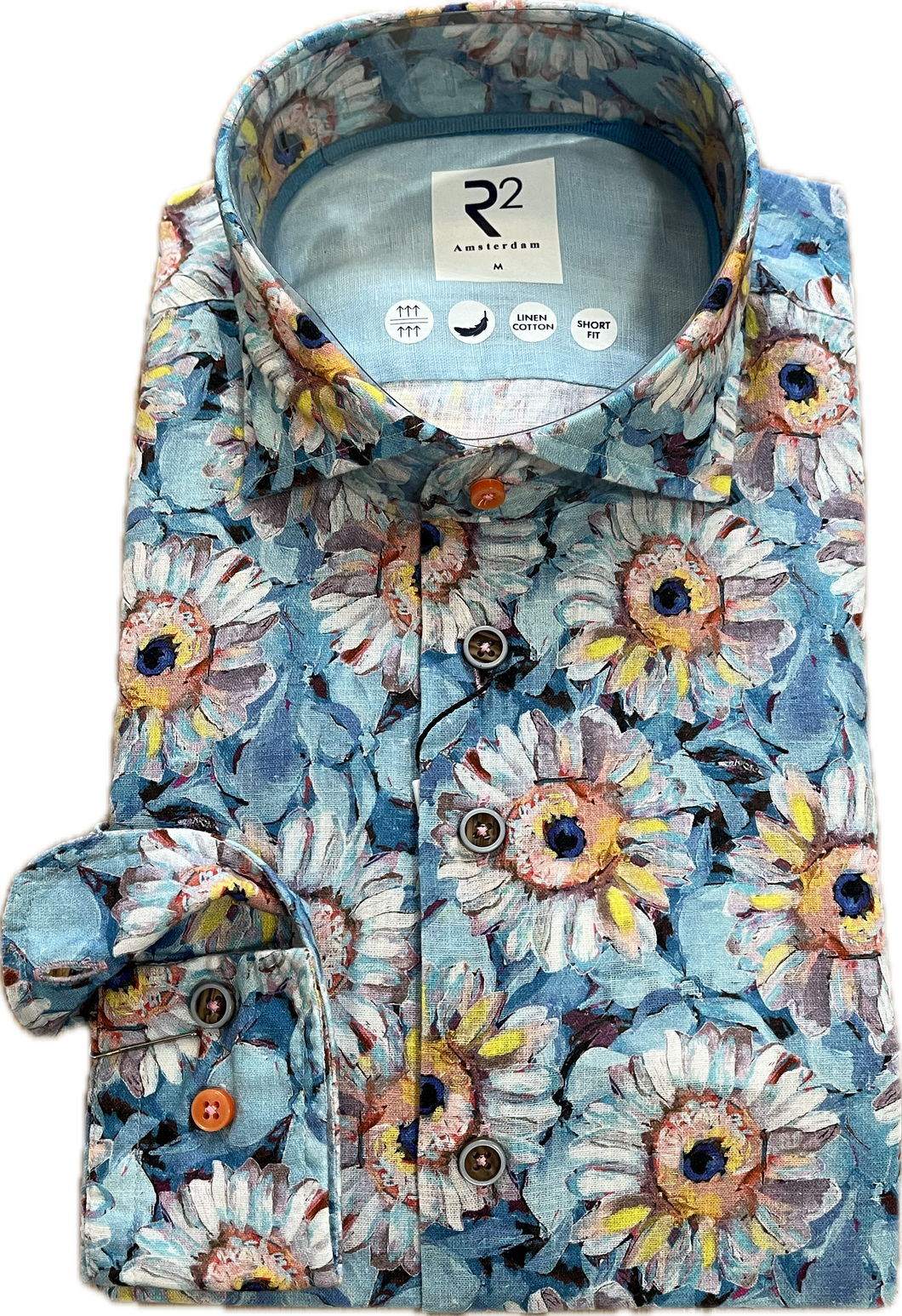 New R2 Amsterdam Linen Sunflower Print Shirt