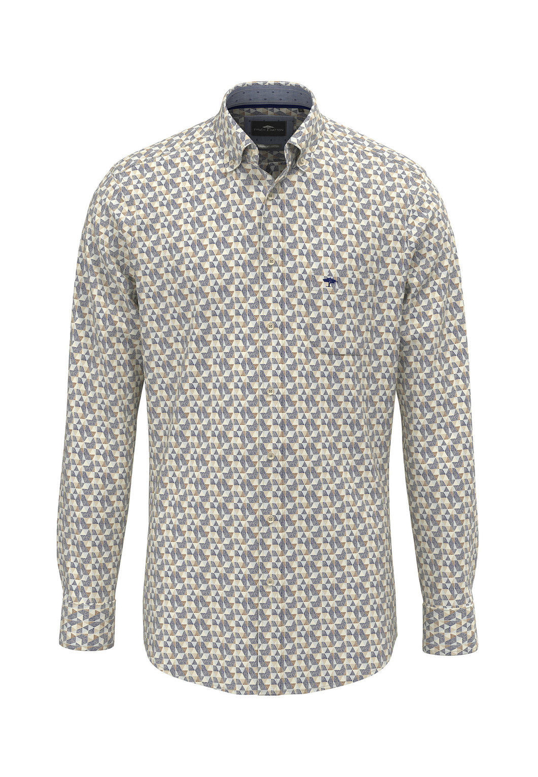 New Season Fynch Hatton Geometric Print Long Sleeve Shirt