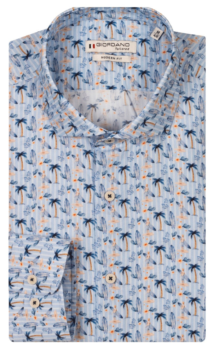 New Giordano long sleeve palm tree print shirt