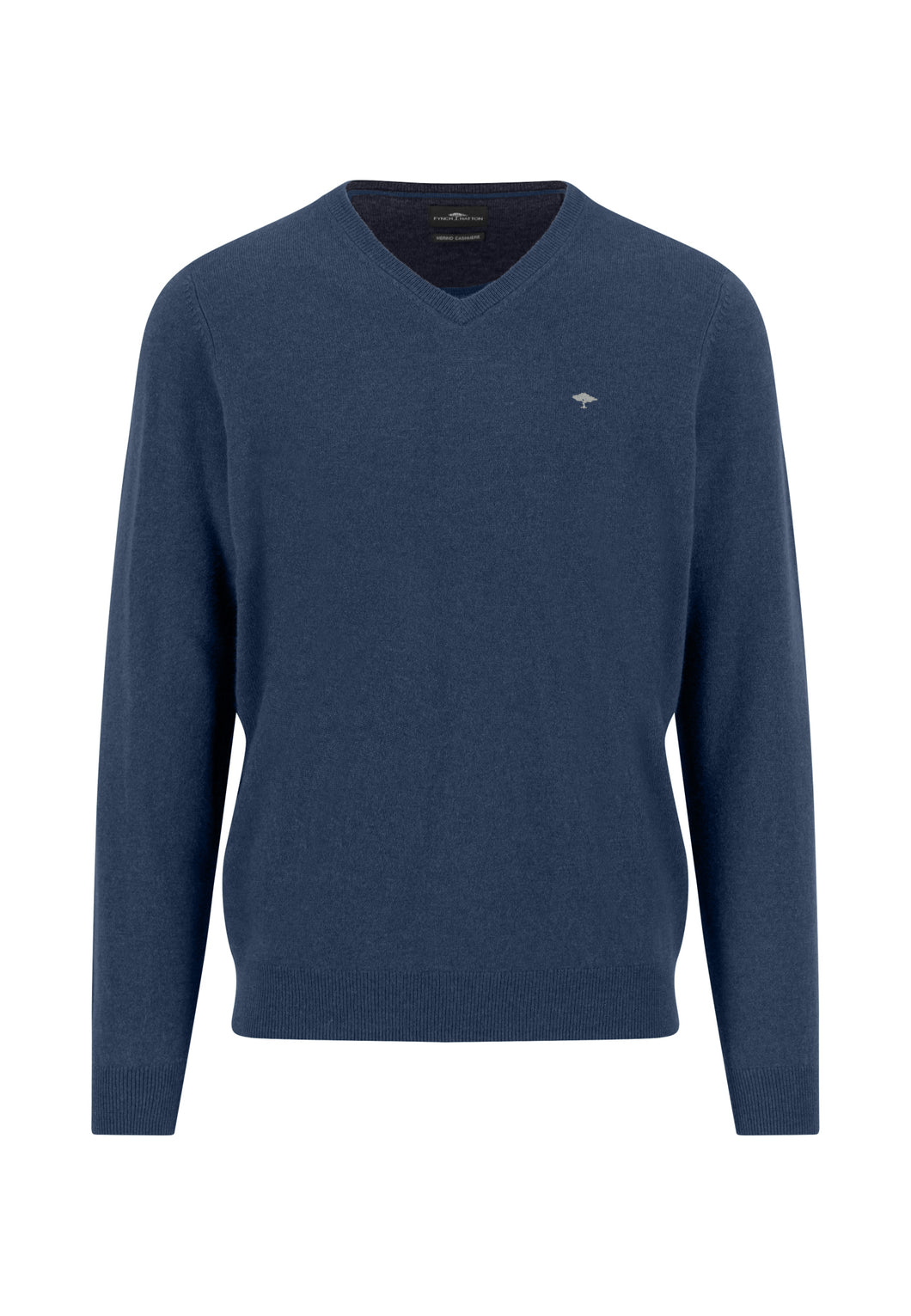 New Fynch Hatton Cashmere Merino Night Blue V Neck Sweater