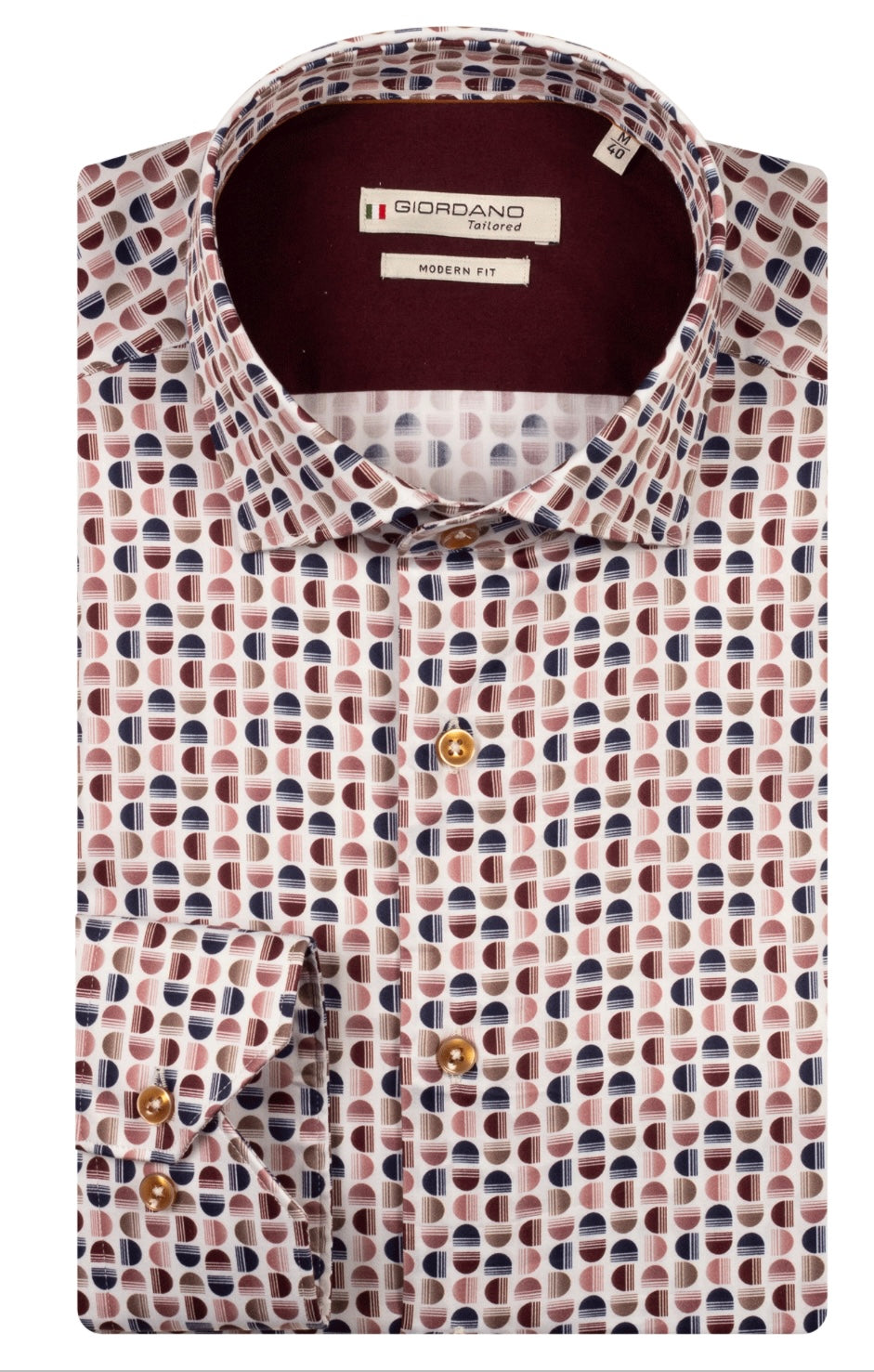 New Giordano long sleeve wine print shirt