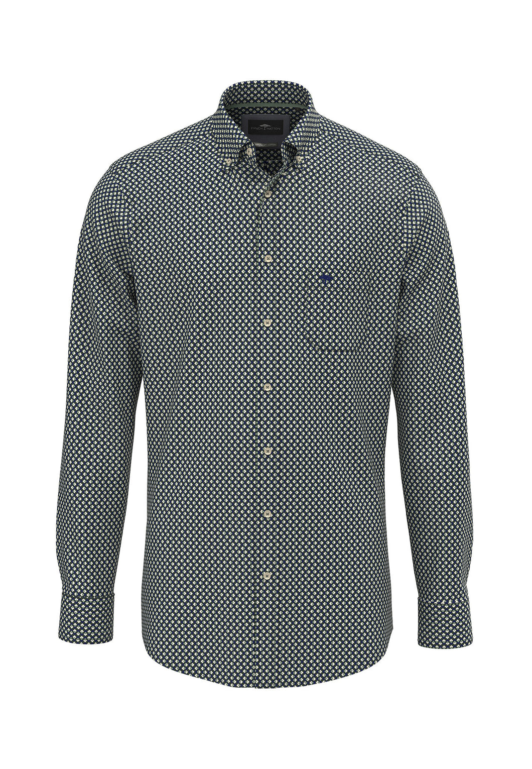 New Season Fynch Hatton Diamond Print Long Sleeve Shirt
