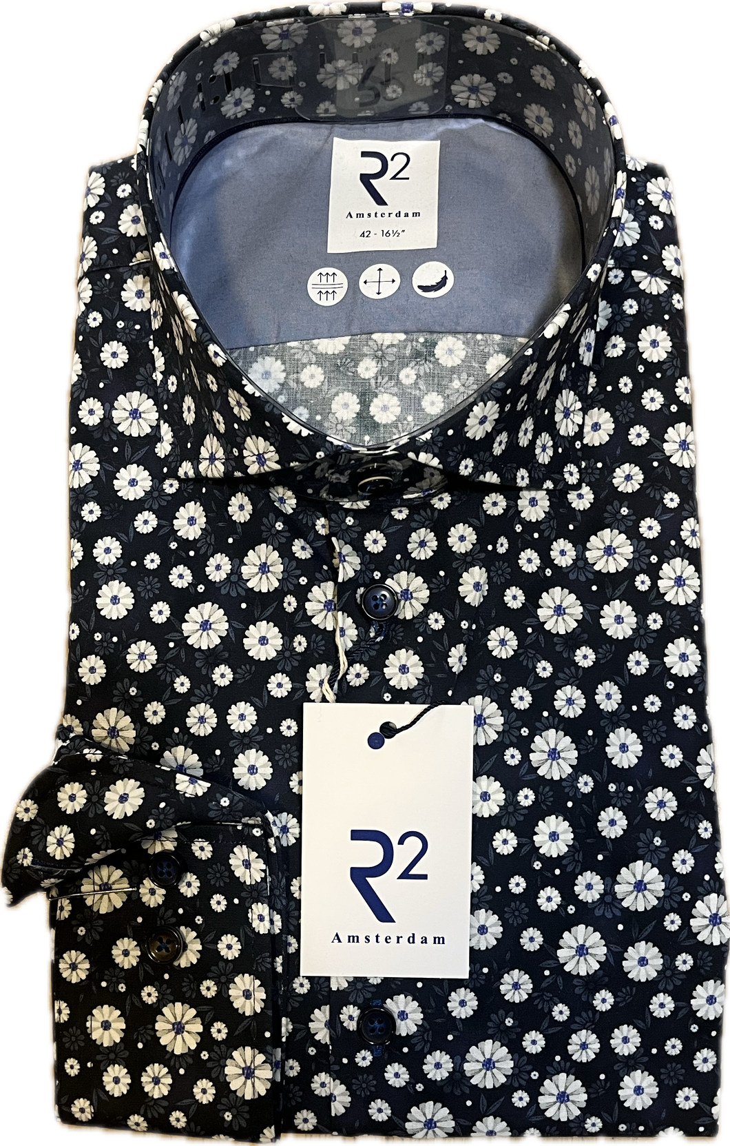 New R2 Amsterdam Navy Daisy Pattern Shirt