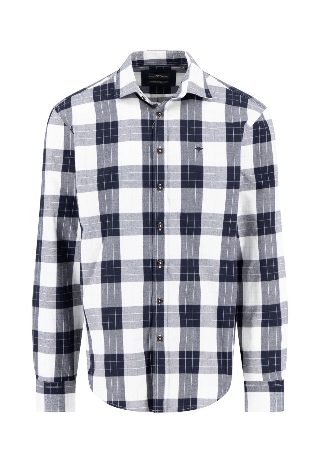 New Season Fynch Hatton Heavy Navy Check Long Sleeve Shirt