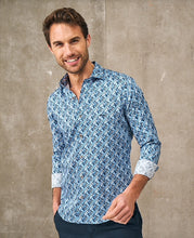Load image into Gallery viewer, New Dario Beltran Blue Squares Print Long Sleeve Shirt
