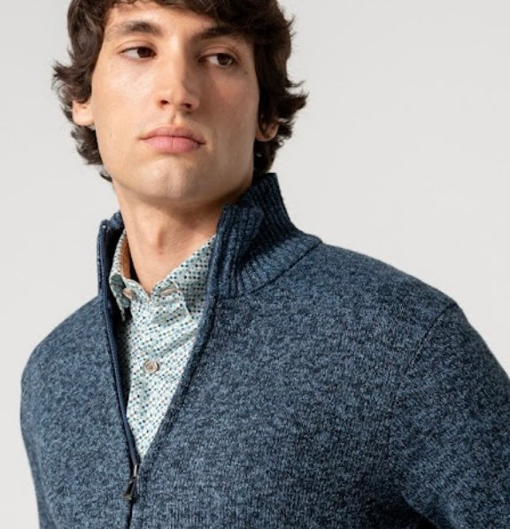 New Dario Beltran Blue 1/4 Zip Neck Knitwear