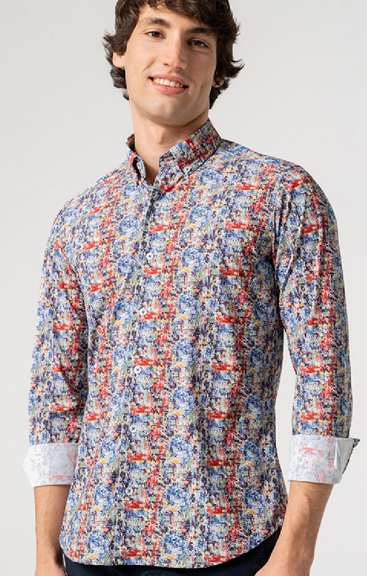 New Season Dario Beltran Bright Graphic Print Long Sleeve Shirt