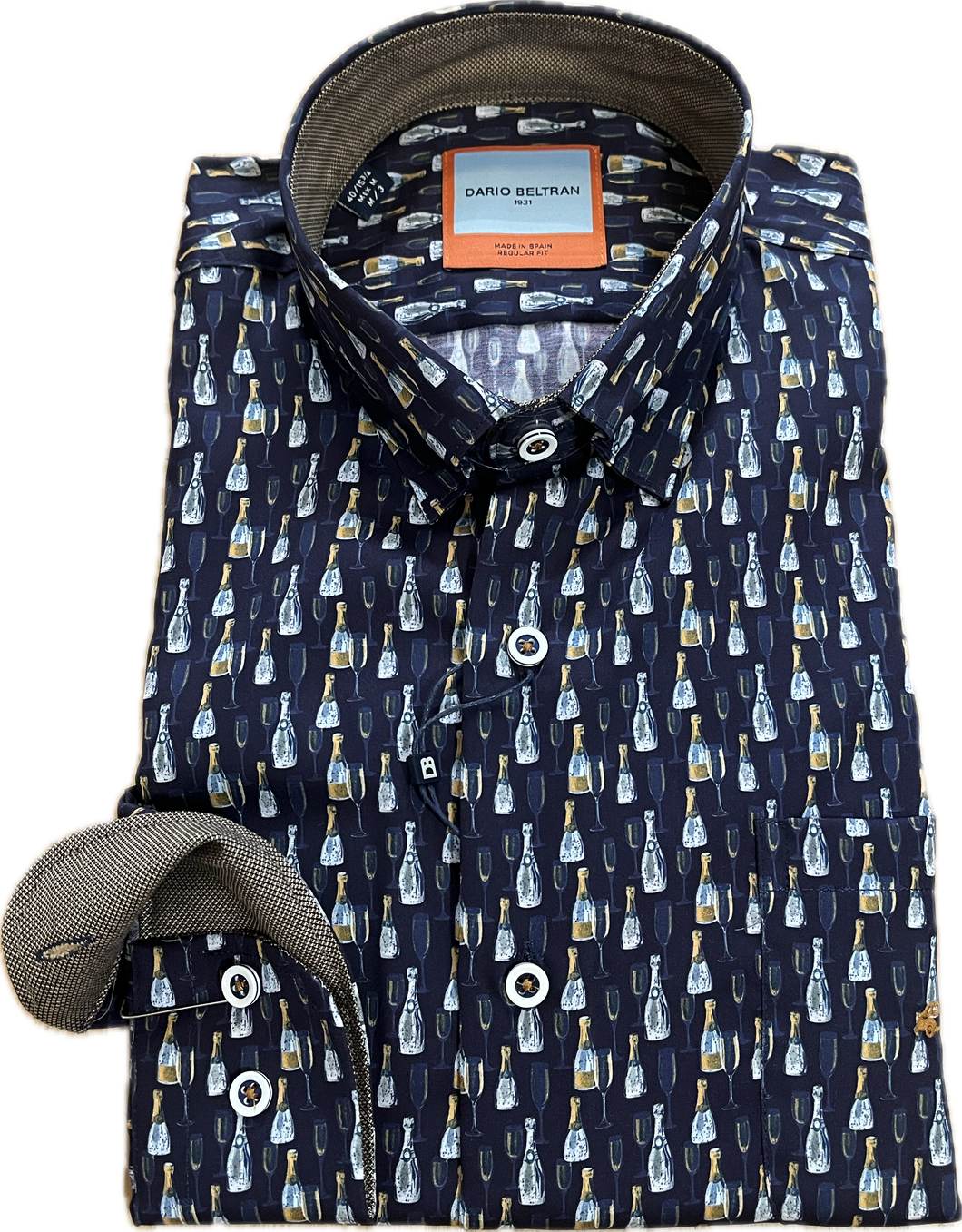 New Season Dario Beltran Navy Wine Bottle Long Sleeve Shirt