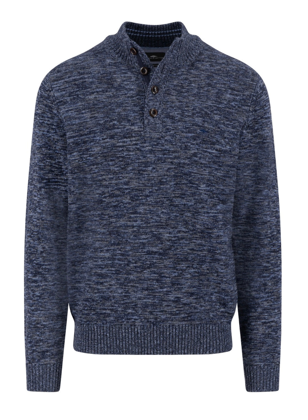 New Fynch Hatton Navy Button Neck Knitwear
