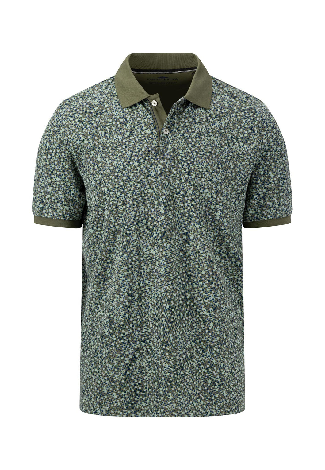 New Fynch Hatton Olive Abstract Polo Shirt