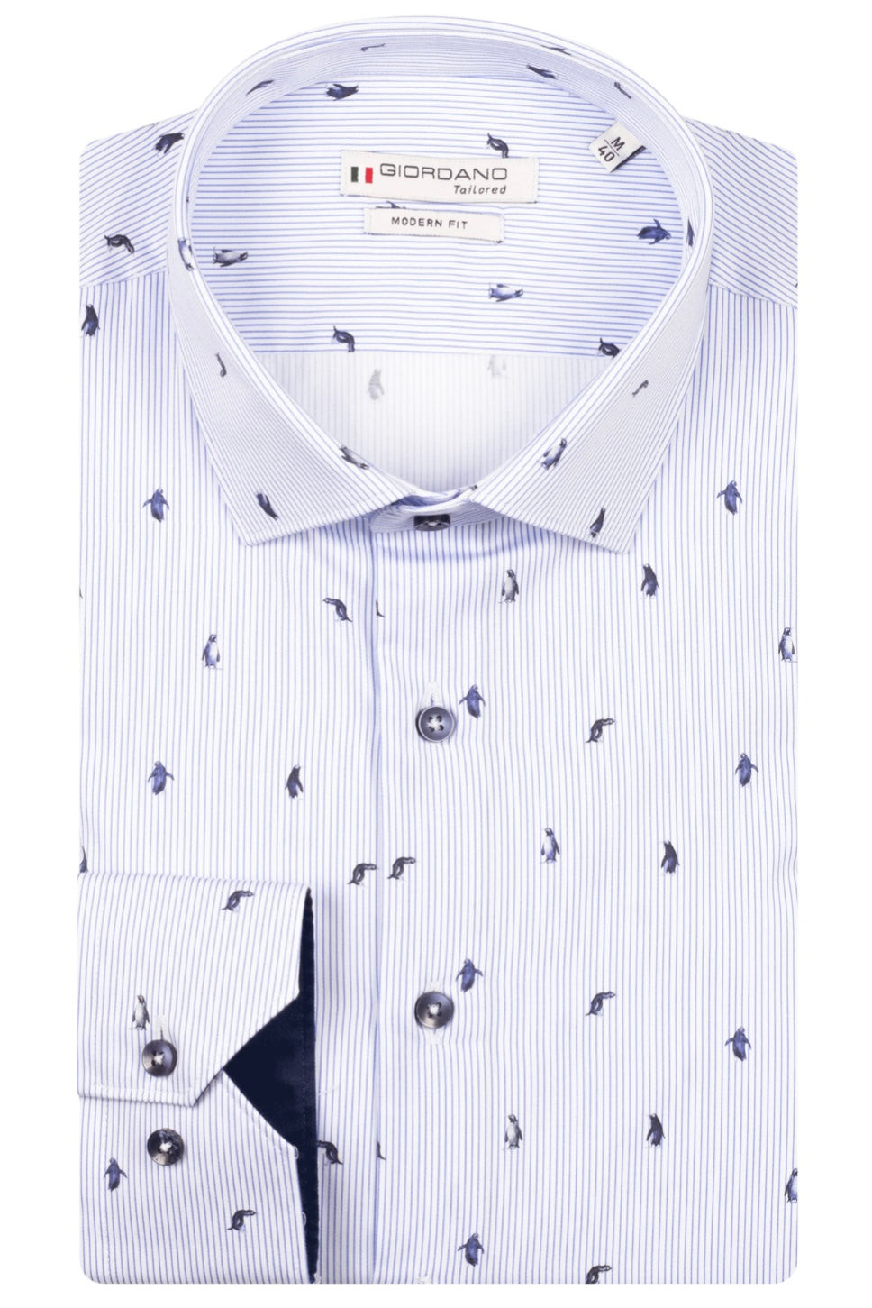 New Giordano long sleeve penguin print shirt