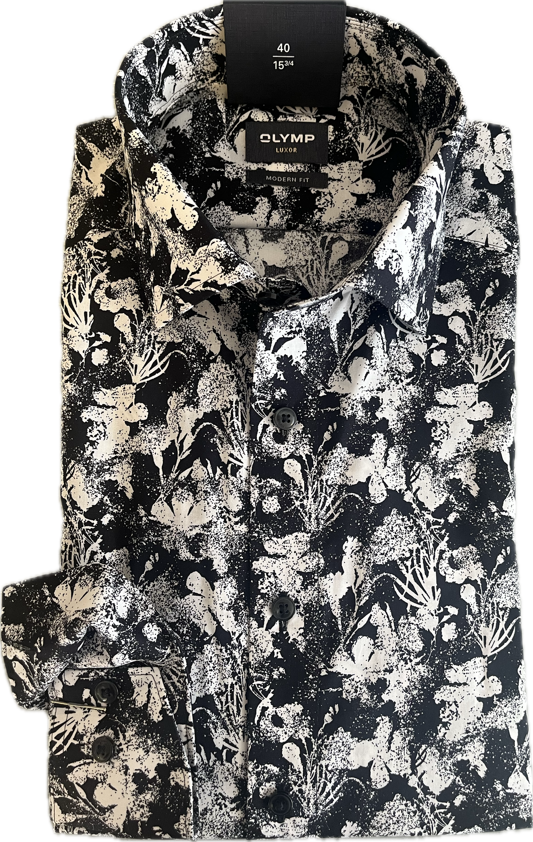 New Olymp Navy All Over Flower Long Sleeve Shirt