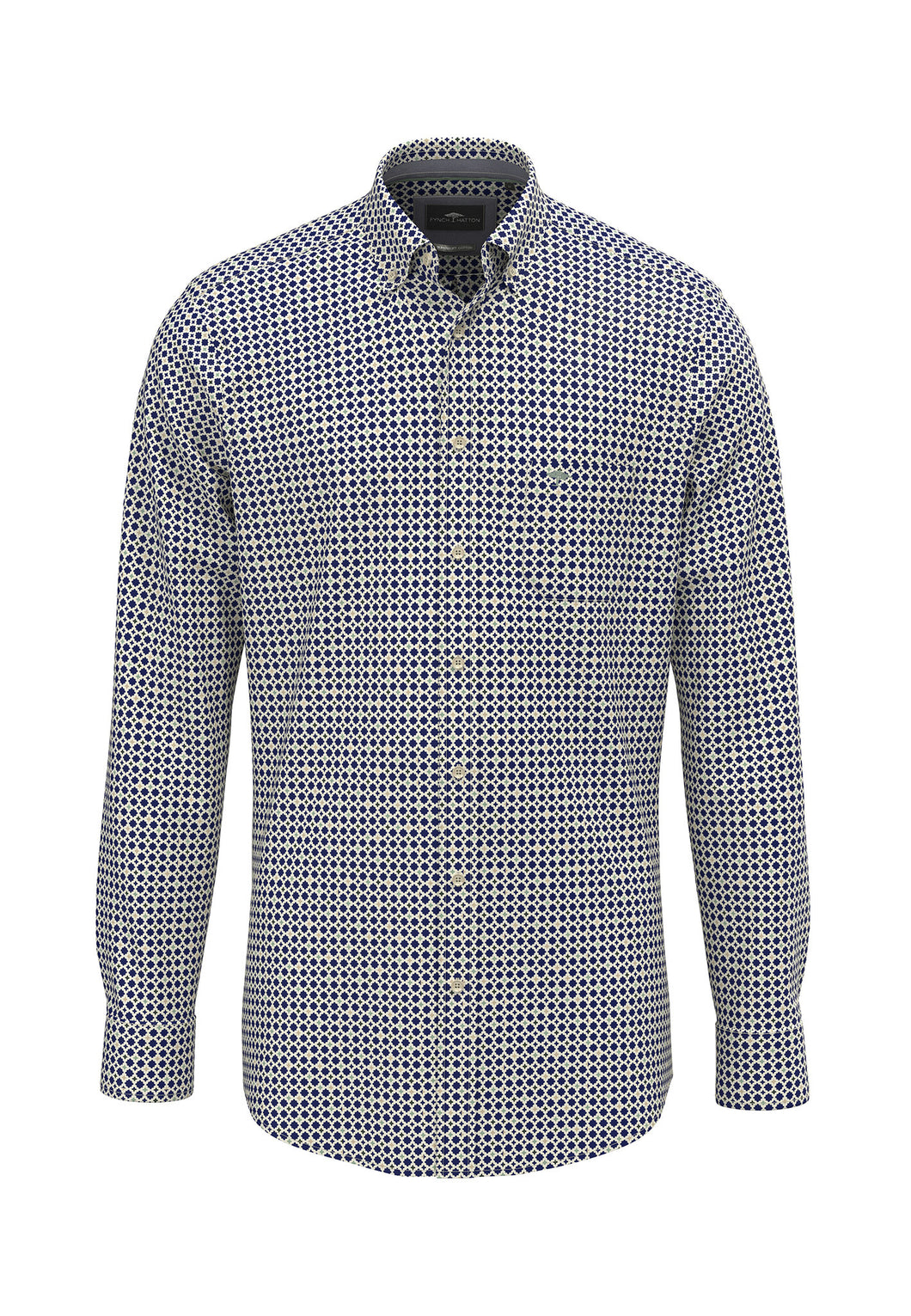 New Season Fynch Hatton Navy Print Long Sleeve Shirt