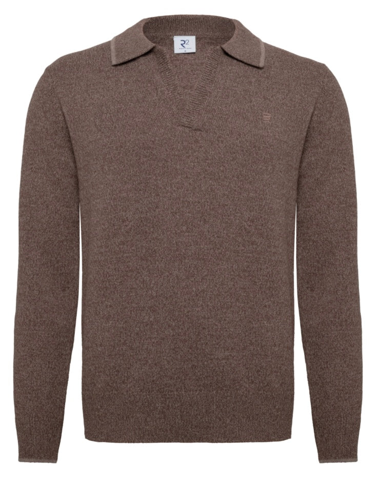 New R2 Amsterdam Taupe Polo Style Knitwear