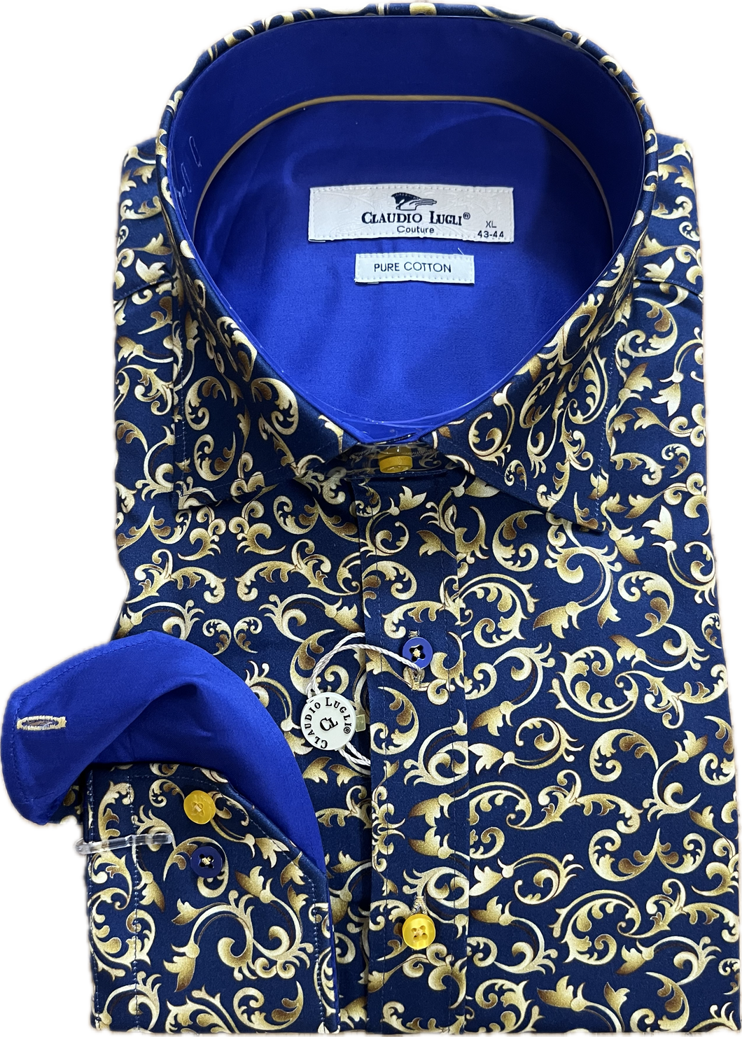 New Claudio Lugli Gold Paisley Shirt