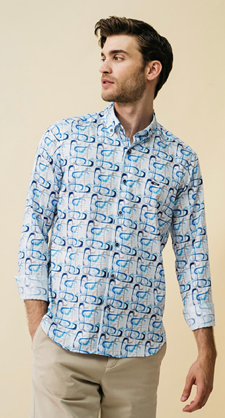 New Dario Beltran Swirl Print Long Sleeve Shirt