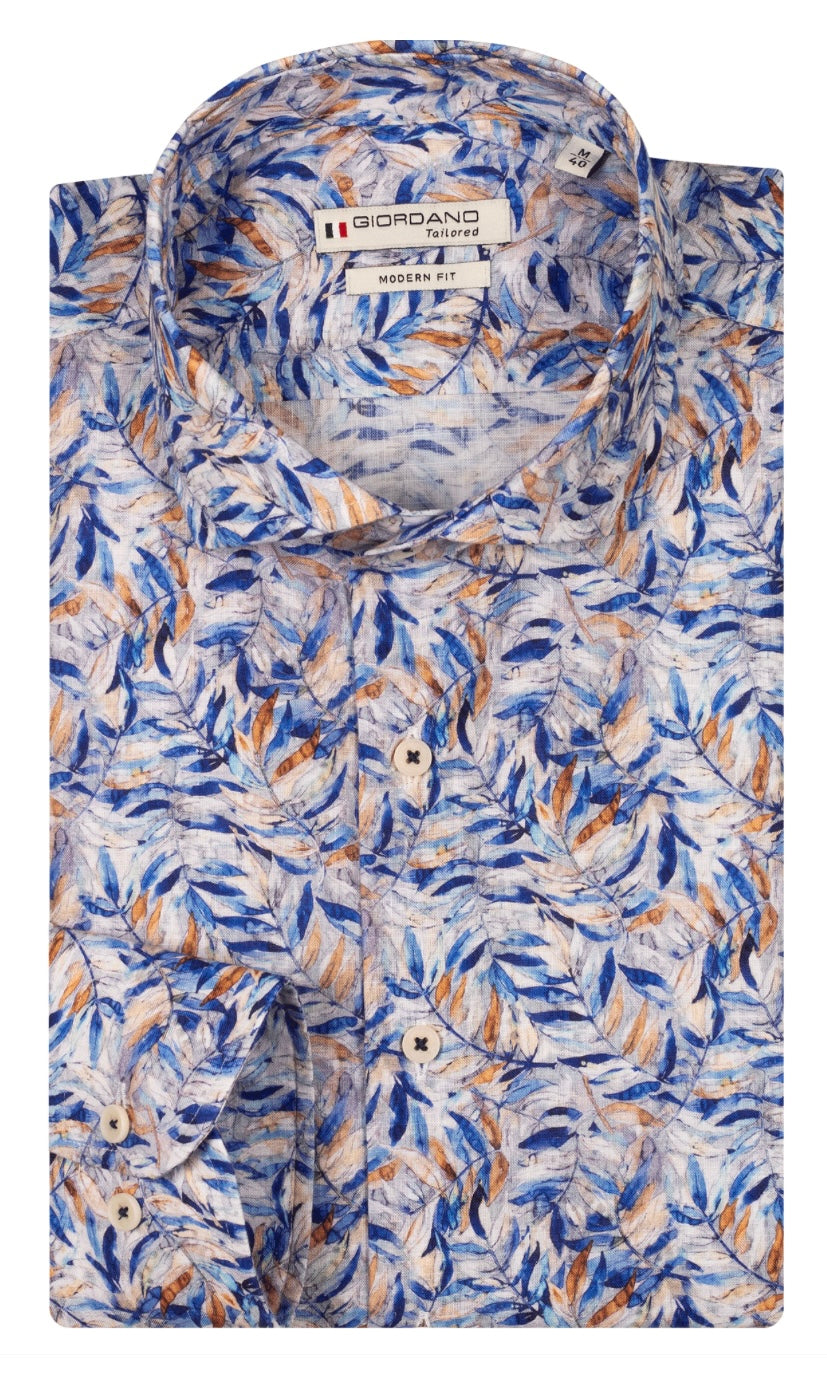 New Giordano long sleeve summer leaf print shirt